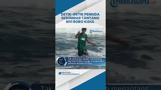 VIRAL DETIK-DETIK Pemuda Sesumbar Tantang Nyi Roro Kidul, Pakai Baju Hijau Lompat ke Gulungan Ombak