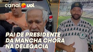 PAI DE PRESIDENTE DA MANCHA CHORA NA DELEGACIA E DIZ QUE FILHO É INOCENTE; VÍDEO