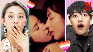 "Both girls?!" Koreans React to Girls' Love Scenes For The First Time!
