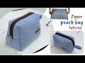 how to make denim zipper pouch  bag tutorial from old jeans, cosmetic pouch bag patterns & tutorial