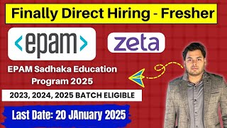 🔴Biggest Hiring | Epam FREE Job Training Online, Zeta Off Campus drive 2025, 2024, 2023 Batch