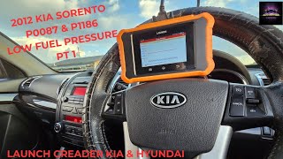 KIA SORENTO P0087 \u0026 P1186. LOW FUEL PRESSURE WITH LOSS OF POWER PT1. DRIVING IN LIMP MODE