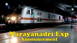 Narayanadri SuperFast Express Announcement |Arrival and Departure| Shalimar SF Exp| Indian Railways