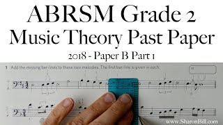 ABRSM Music Theory Grade 2 Past Paper 2018 B Part 1 with Sharon Bill