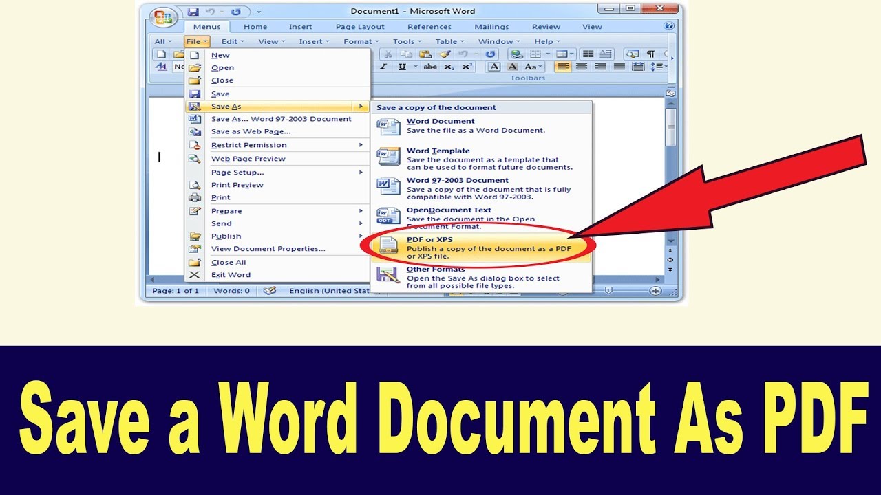 How To Save Word Document As PDF In Microsoft Office 2007 (Microsoft ...