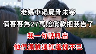 老媽車禍屍骨未寒，倆哥哥為27萬賠償款把我告了，我一句話吼出，他們滿臉通紅羞愧不已 | 柒妹有話說