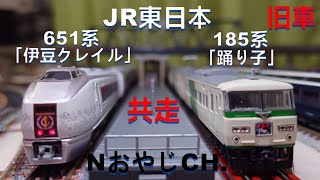 共走 旧車 JR東日本 651系1000番台「伊豆クレイル」タイプ ４両〈KATO 10-944〉 185系200番台「踊り子」７両〈KATO 10-1442〉 Nゲージ