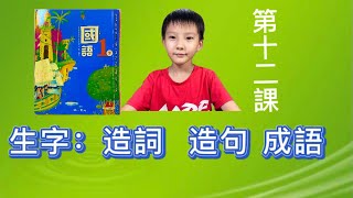 國語 南一 一年級 下學期 第十二課 十二快樂不止一半 課文 生字 部首 筆畫 造詞 成語 復習（小貫頭每日讀書