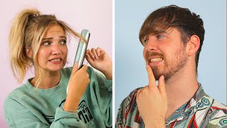 Guys Try Styling Girls Hair Over Zoom | VT Challenges