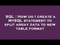 SQL : How do I create a MySQL statement to split array data to new table format