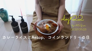 一人暮らしvlog｜日本のカレーライス｜Aesopが家にきた｜憧れコインランドリー｜ほうれん草のポタージュと無言のアボカド｜#22