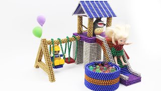 DIY How To Make Indoor Playground with Magnetic Balls (ASMR) | Magnets 4K