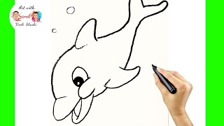 How to draw a dolphin 🐬/ Dolphin drawing easy /dolphin drawing easy step by step /