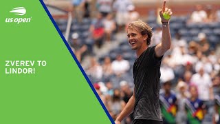 Alexander Zverev Picks Out Francisco Lindor in the Crowd! | 2021 US Open