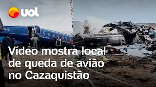 Vídeos mostram como ficou local em que avião caiu no Cazaquistão; veja imagens