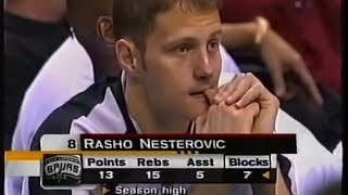 Rasho Nesterovic Spurs 13pts/15rebs/5asts/7blks vs Mavericks (2004)