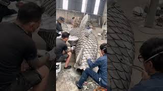 Metal sculpture fabrication workshop working video