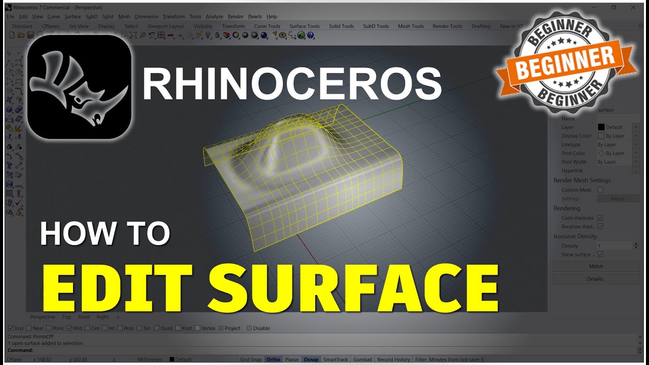Rhino How To Edit Surface Tutorial Youtube