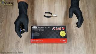 Супер прочные черные нитриловые перчатки Moto mercator medical ideall nitrile с удлиненной манжетой