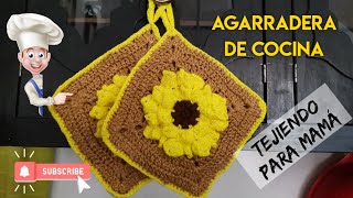 COMO TEJER AGARRADERA DE COCINA CON GIRASOL🌻🌻🌻🌻#10DEMAYO Crochet kitchen handle