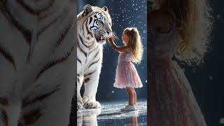 Adorable Baby Girl Plays with Siberian tiger on America’s Got Talent Stage!  #agt2024  #shorts