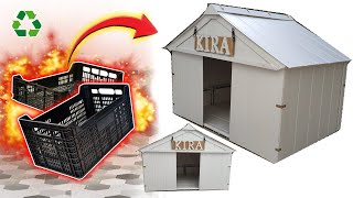 CÓMO HACER una CASA para PERROS o GATOS CON materiales RECICLADOS- DIY MASCOTAS😸🐶(CAJAS DE PLÁSTICO)