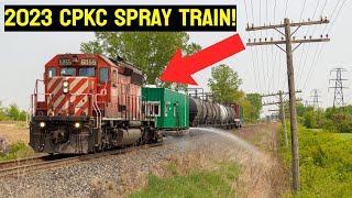 IT'S BACK! The Annual Spray Train Destroying Weeds Led by CP SD40-2!