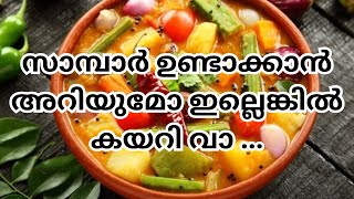 കേരള സാമ്പാർ | Easy Kerala Sambar Recipe | special Kerala style Sambar