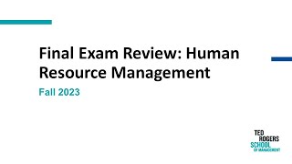 HR Final Exam Review: Questions and Solutions: Fall 2023