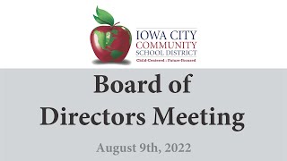Board of Directors Meeting - 08/09/22