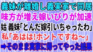 【スカッとする話】義妹が離婚し義実家に出戻り。同居中の姑は味方が増え、嫁いびりがさらに加速！姑・義妹「とんだ嫁引いちゃったわ」私「あはは、ホントですね～」→そのまま実家へ帰ってやった結