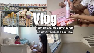 Vlog- escolhendo uma casa nova, compras do mês, recebido de skin care…