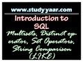 SQL - Multisets, Distinct operator, Set Operators & String Comparison