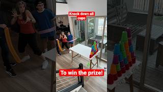 Tower cup party game 👀🥳 #balloons #challenge #familychallenges