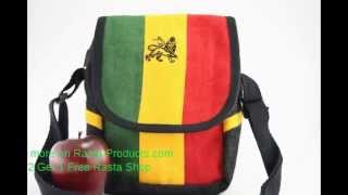 SHOULDER BAG ZIP VELCRO RASTA LION OF JUDAH EMBROIDERY 6X9 INCHES