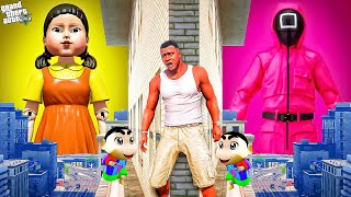 Squid Doll Yellow Gang VS Squid Worker Pink Gang play HIDE AND KILL with Squid Doll In GTA 5