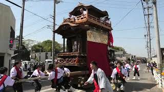 長尾の春祭り本祭　2024年4月14日　小迎組鳳凰車　小迎交差点車切（午後南進）