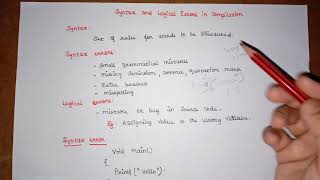 L:11 Syntax and Logical Errors in compilation in C| what is an error? | What is syntax? PPS | JNTUH