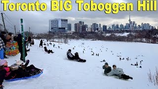 Toronto Winter Sledding at Snowy Riverdale Park | Best Toboggan Hill