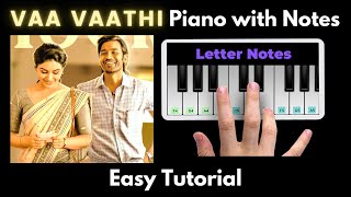Vaa vaathi Piano Tutorial with Notes | GV Prakash | Danush | Vaathi | 2023