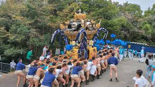 令和5年 甲八幡神社  仁色屋台と太尾屋台と栗橋屋台の急な坂登り