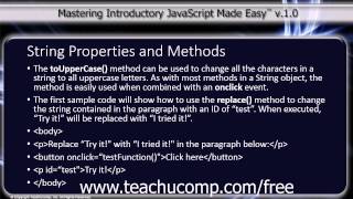 JavaScript Training Tutorial String Properties and Methods