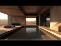 brutalist ambient pool house oasis