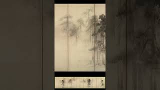 Hasegawa Tōhaku | Pine Trees Folding Screen | JAPANESE PAINTING ART #Shorts