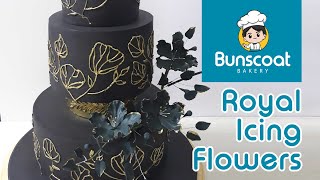 Edible Flower pattern | Gold Roses using Royal Icing