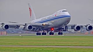 +30 MIN OF HEAVY CROSSWIND ARRIVALS | B747, A380, A350 | Amsterdam Schiphol Airport Spotting