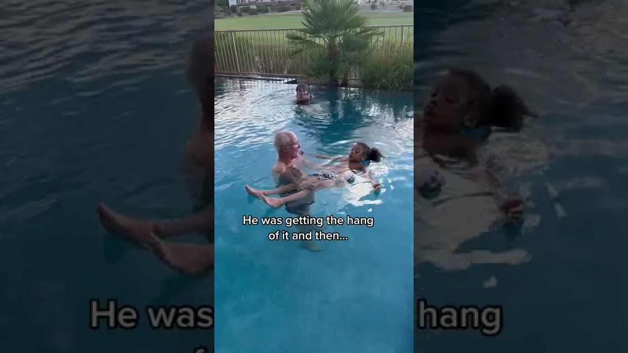Cannon's great papa teaches him how to float in the pool... #shorts