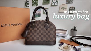 unboxing my first luxury handbag 🤎✨ | Louis Vuitton Alma BB