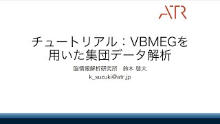 VBMEG Users Meeting 2022 【04】VBMEG Tutorial チュートリアル：VBMEGを用いた集団データ解析