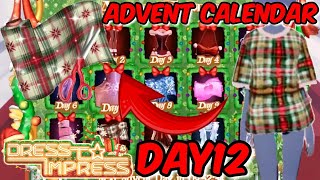 What item is there for advent calendar day 12 ADVENT CALENDAR DAY 12 DTI - DRESS TO IMPRESS #roblox